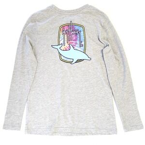 Guy Harvey Mens Medium Gray Long Sleeve Dolphin Tie Dye Graphic T-Shirt